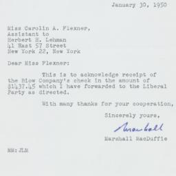 Letter: 1950 January 30