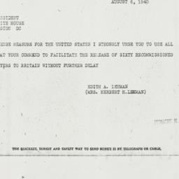 Telegram: 1940 August 6