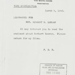 Memorandum: 1943 March 8