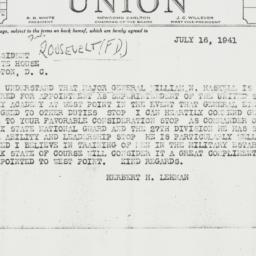 Telegram: 1941 July 16