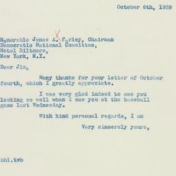 Letter: 1939 October 6