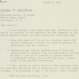 Letter: 1951 August 8