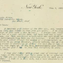 Letter: 1906 November 5