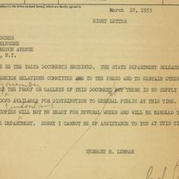 Telegram: 1955 March 18