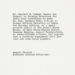 Letter: 1951 August 7