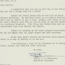 Letter: 1954 March 12