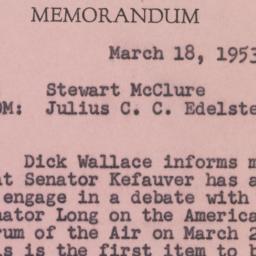Memorandum: 1953 March 18