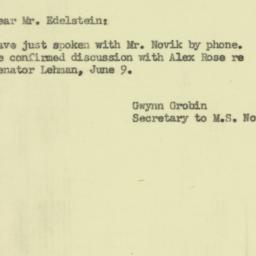 Letter: 1953 May 1