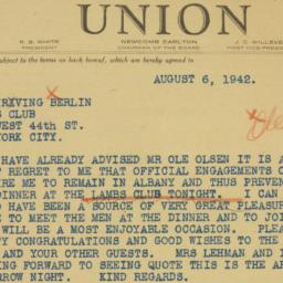Telegram: 1942 August 6
