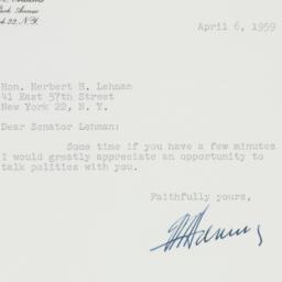Letter: 1959 April 6