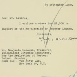 Letter: 1950 September 26