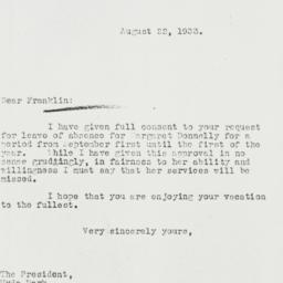 Letter: 1933 August 22