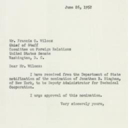 Letter: 1952 June 26