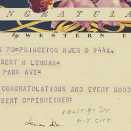 Telegram: 1950 November 8