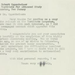 Letter: 1952 June 12