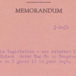 Memorandum: 1952 May 2
