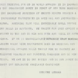 Telegram: 1952 August 25