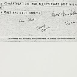 Telegram: 1958 March 26