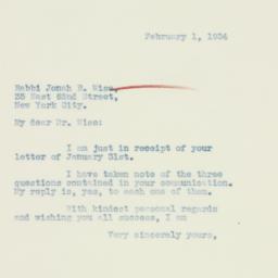 Letter: 1934 February 1