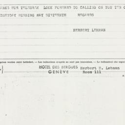 Telegram: 1951 May 10
