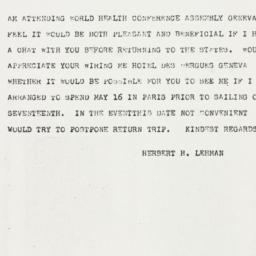 Telegram: 1951 May 8