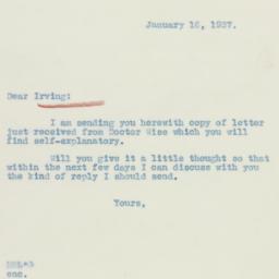 Letter: 1937 January 16