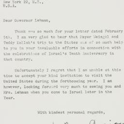 Letter: 1958 February 19