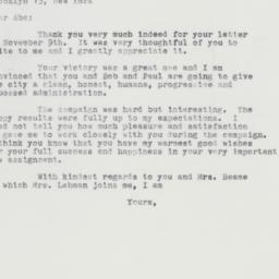 Letter: 1961 November 15