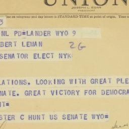 Telegram: 1949 November 9