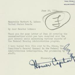 Letter: 1954 June 26