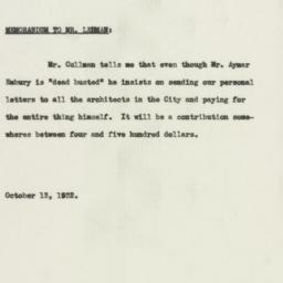 Memorandum: 1932 October 13