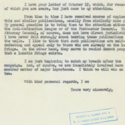 Letter: 1954 November 11