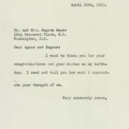 Letter: 1953 April 16
