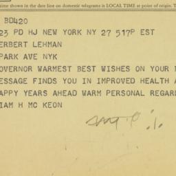 Telegram: 1963 March 27