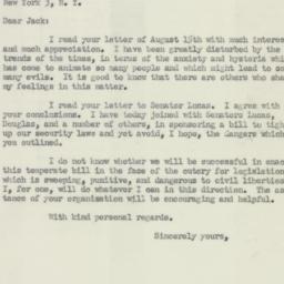Letter: 1950 August 18