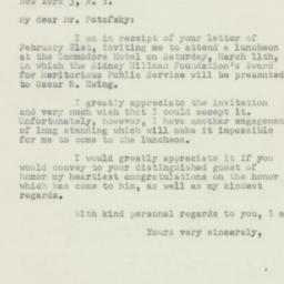 Letter: 1950 February 25