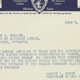 Telegram: 1937 July 9