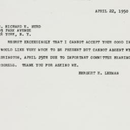 Telegram: 1950 April 22