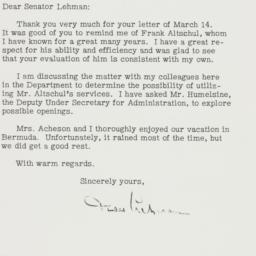 Letter: 1951 March 30
