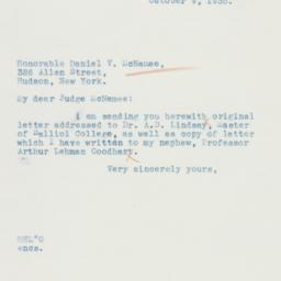 Letter: 1935 October 9