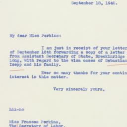 Letter: 1940 September 18