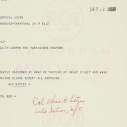 Telegram: 1963 December 10
