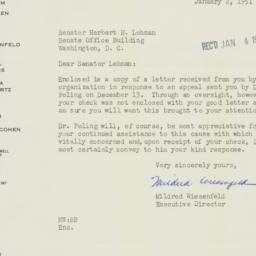 Letter: 1951 January 2