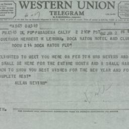 Telegram: 1962 January 2