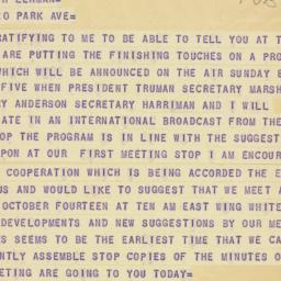 Telegram: 1947 October 4