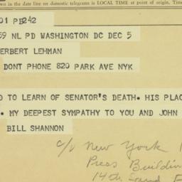 Telegram: 1963 December 6