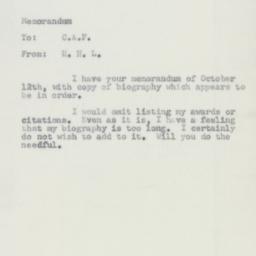 Memorandum: 1954 October 13