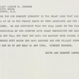 Telegram: 1963 November 23