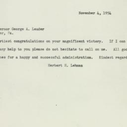 Telegram: 1954 November 4
