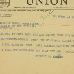 Telegram: 1934 February 14